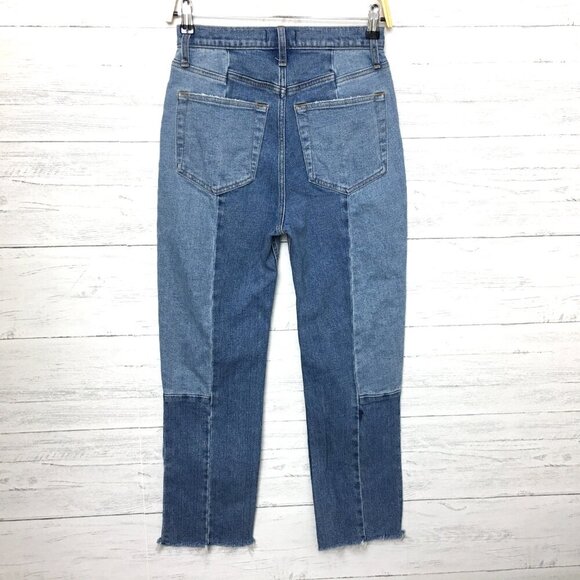 Abercrombie & Fitch Jeans Ultra High Rise Patchwork Straight Leg Frayed Hems 2 - Picture 2 of 8